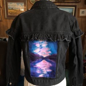 Hand Painted Ruffle Jean Jacket